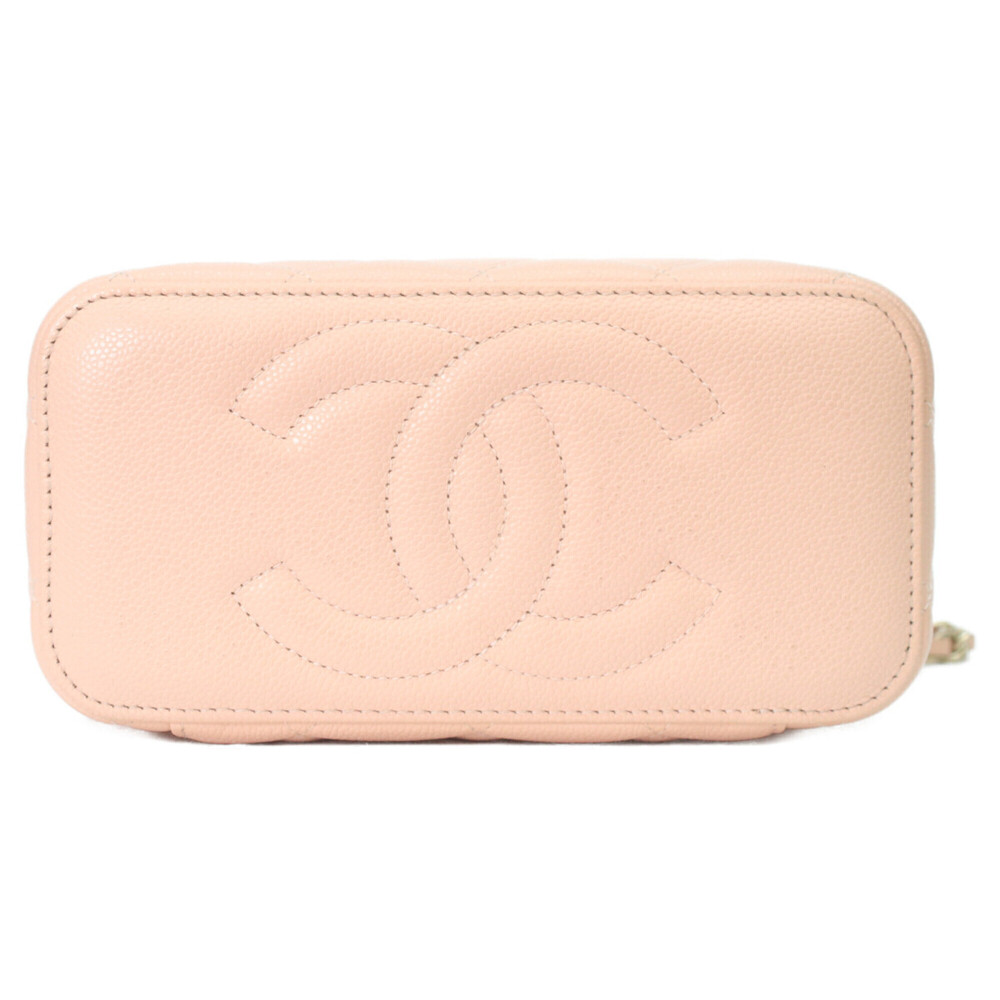 CHANEL AP1341 Pink Beige Caviar Leather Gold Hardware Chain Vanity Shoulder B... - Picture 5 of 12